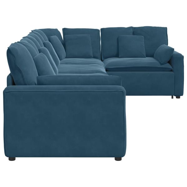 Модулен диван с възглавници, кадифено син