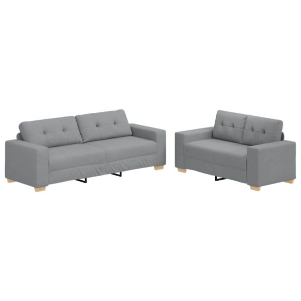 Комплект дивани от 2 части с възглавници, светлосив плат