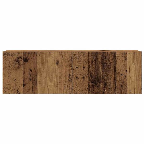 Комплект стенен ТВ шкаф, 4 части, старо дърво, 100x30x30 см