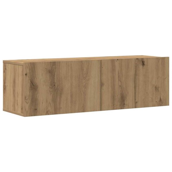 Комплект стенен ТВ шкаф, 4 части, дъбов, 100x30x30 см