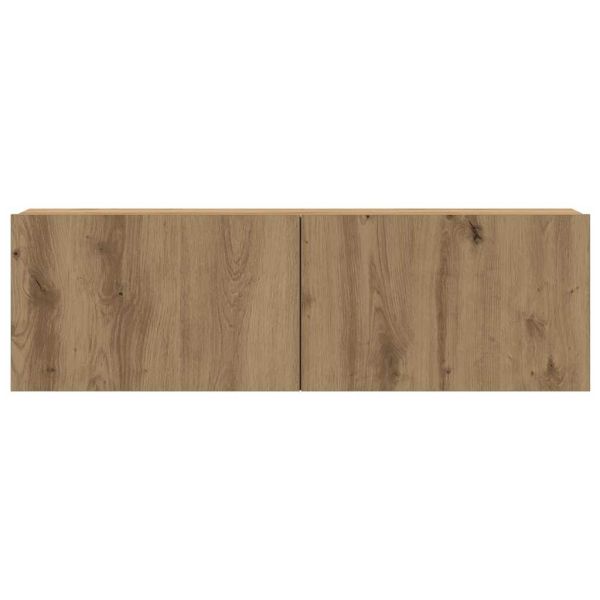Комплект стенен ТВ шкаф, 4 части, дъбов, 100x30x30 см