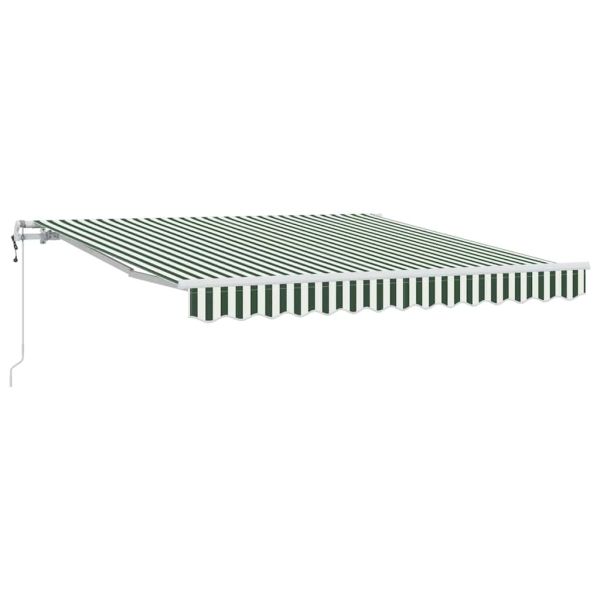 Прибираща се тента Зелен и бял 350 x 250 cm Тъкан и алуминий