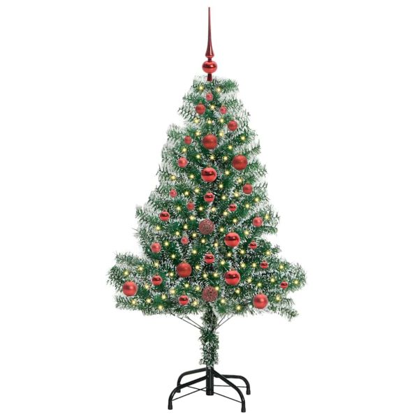 Изкуствена коледна елха със сняг и LED светлина 120 cm