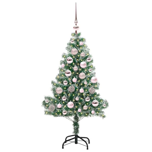 Изкуствена коледна елха със сняг и LED светлина 120 cm