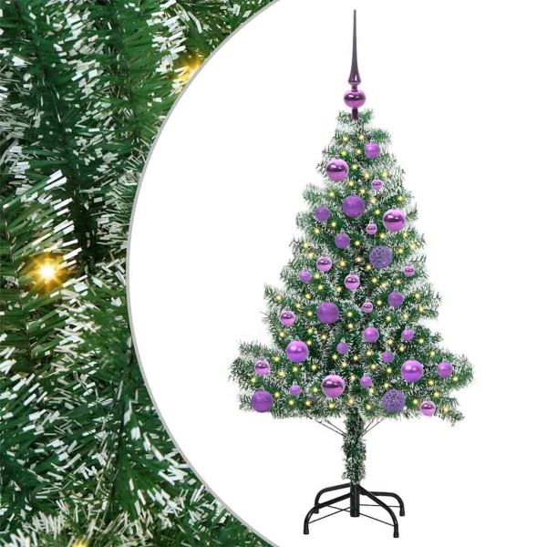 Изкуствена коледна елха със сняг и LED светлина 120 cm