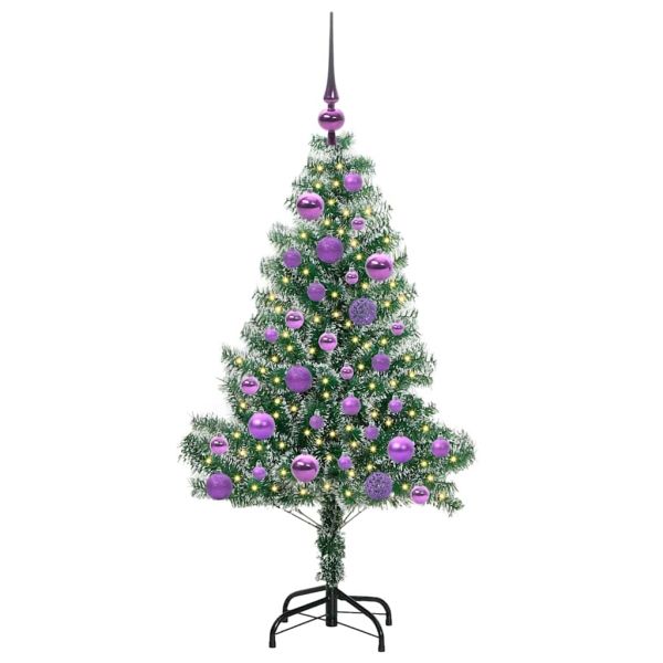 Изкуствена коледна елха със сняг и LED светлина 120 cm
