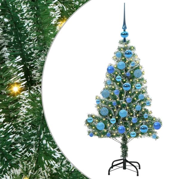 Изкуствена коледна елха със сняг и LED светлина 120 cm