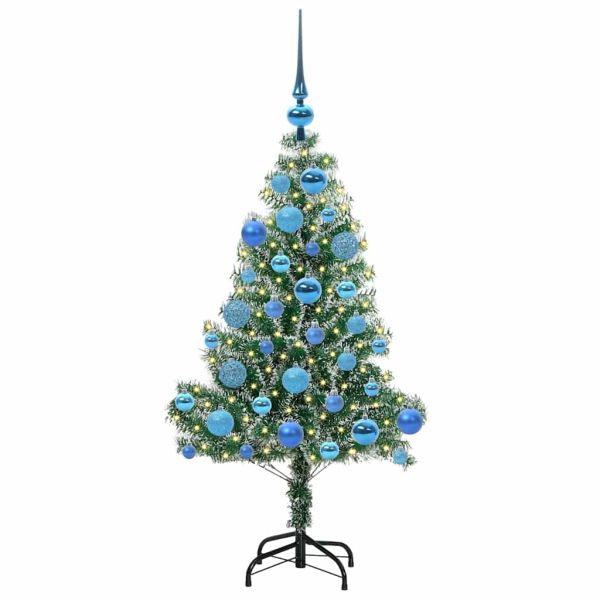 Изкуствена коледна елха със сняг и LED светлина 120 cm