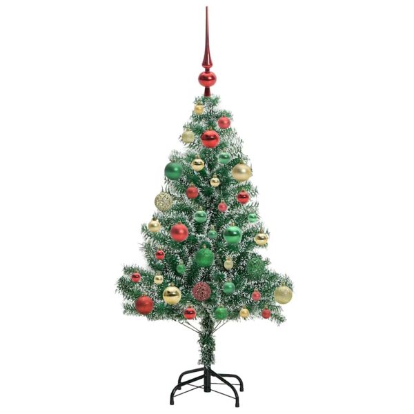 Изкуствена коледна елха със сняг и LED светлина 120 cm
