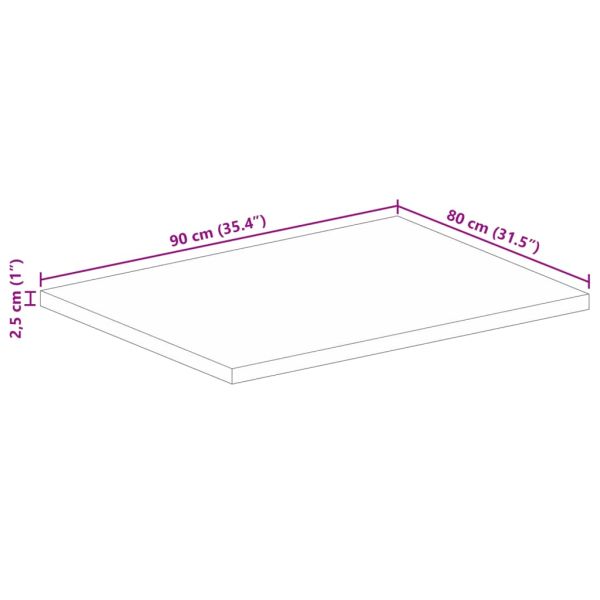 Плот за маса 90x80x2,5 см правоъгълен, масивна дървесина, цвят манго