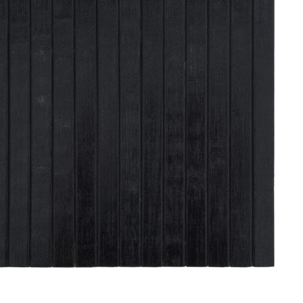 Правоъгълен килим, черен, 60x200 см, бамбук