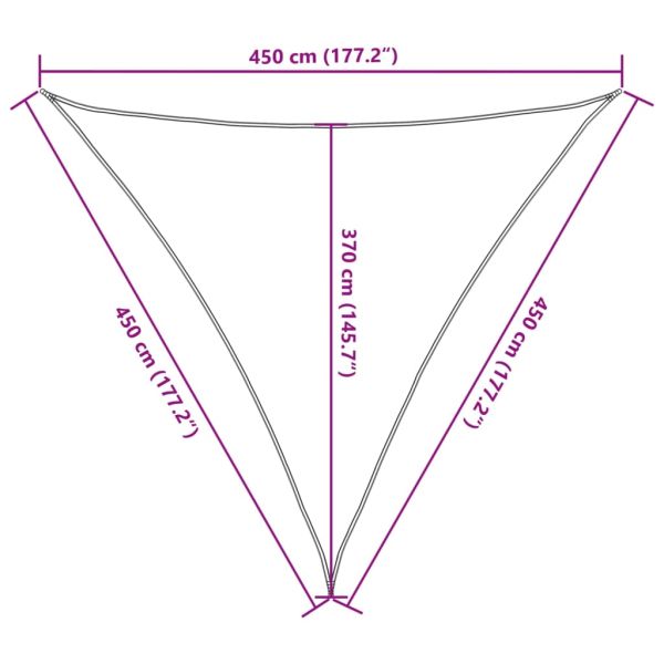 Сенник за платно 160 г/м² триъгълен светлосив 4,5x4,5x4,5 м HDPE