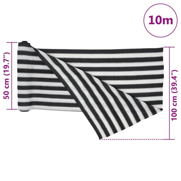 Мрежа за поверителност, антрацит и бяло, 1x10 м, HDPE 150 г/м²