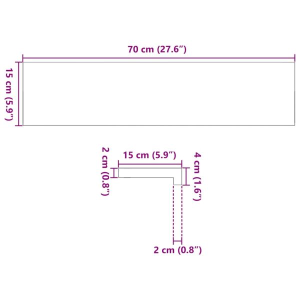 Первази за прозорец, 2 бр., необработени, 70x15x2 см, масивна дървесина, дъб