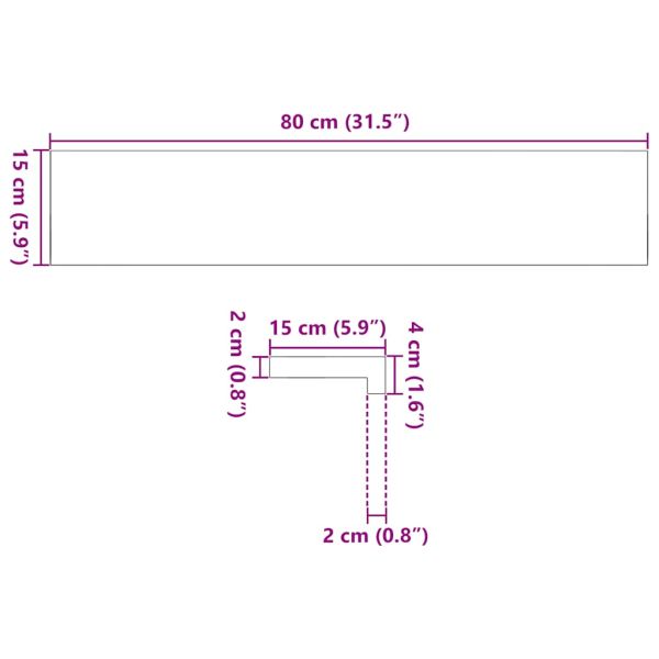 Первази за прозорец, 2 бр., необработени, 80x15x2 см, масивна дървесина, дъб