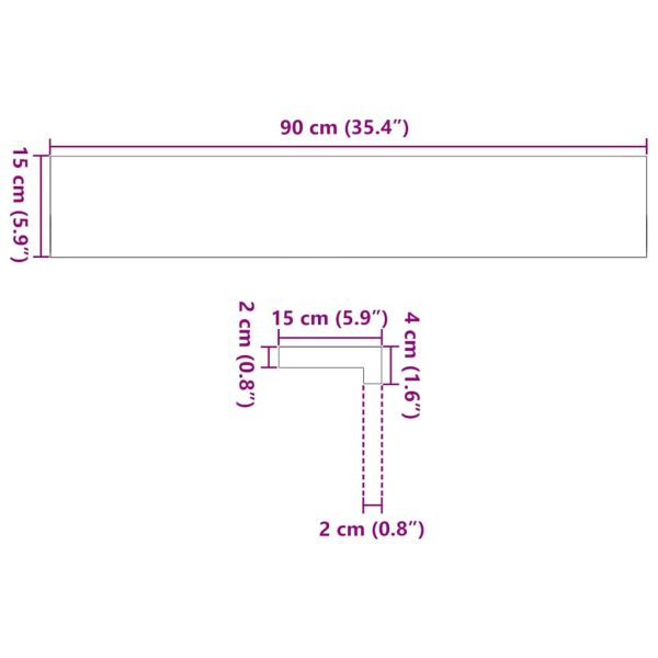 Первази за прозорец, 2 бр., необработени, 90x15x2 см, масивна дървесина, дъб