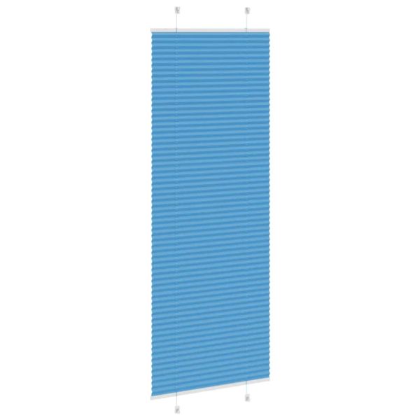 Плисирана щора, синя, 75x200 см, ширина на плата 74,4 см, полиестер