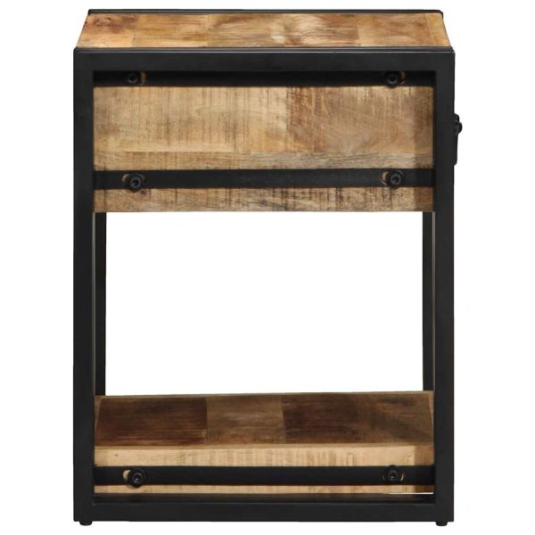 Нощно шкафче 40x40x50 см, масивно необработено дърво, цвят манго