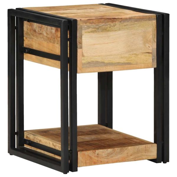 Нощно шкафче 40x40x50 см, масивно необработено дърво, цвят манго