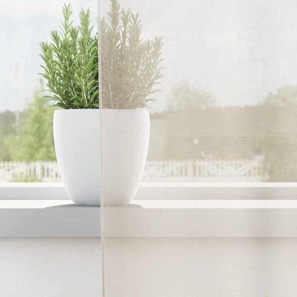 Воалирани завеси с джобове за карнизи, 2 бр., кремави