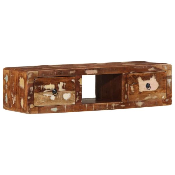 Стенен ТВ шкаф 100x32x25 см, масивна дървесина, регенерирана
