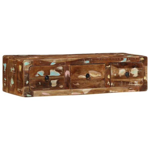Стенен ТВ шкаф 100x32x25 см, масивна дървесина, регенерирана