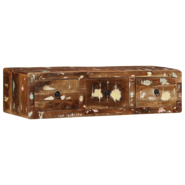 Стенен ТВ шкаф 100x32x25 см, масивна дървесина, регенерирана