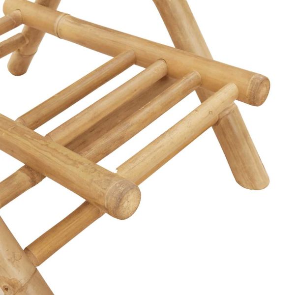 Градински бар столове с поставки за крака, 2 бр., сгъваеми, бамбук