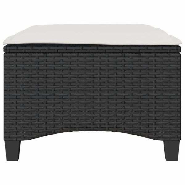 Градински столове с възглавници, 2 бр., черни, 55x55x36 см, полиратан