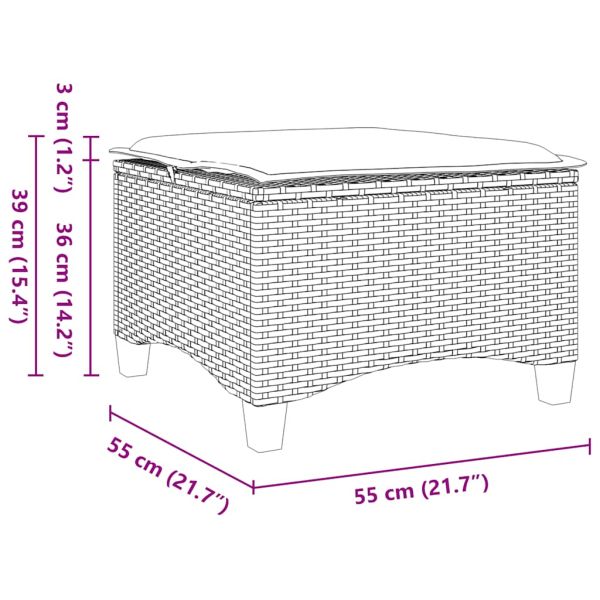 Градински столове с възглавници, 2 бр., черни, 55x55x36 см, полиратан
