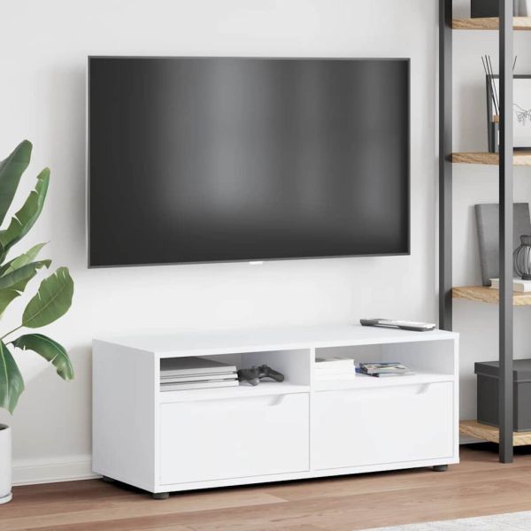 ТВ шкаф VISNES бял 100x40x38 см, инженерно дърво