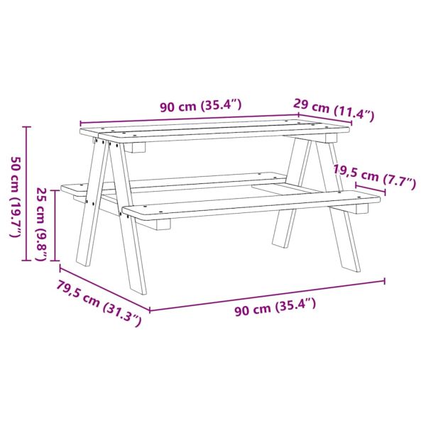 Детска маса с пейки IRUN 90x79,5x50 см Масивно дърво