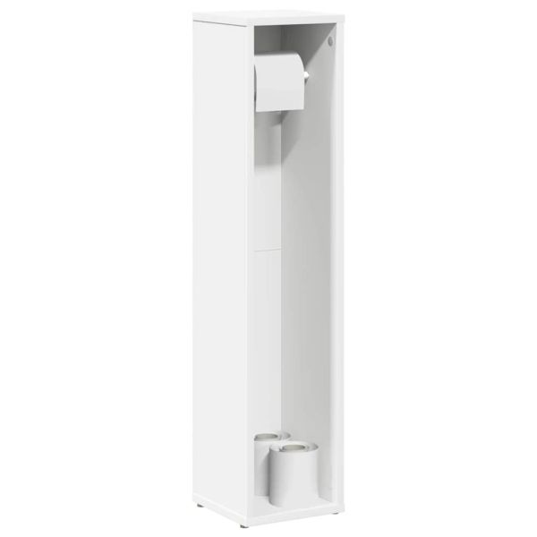 Шкаф за баня с поставка за ролки, бял, 20,5x20x90 см