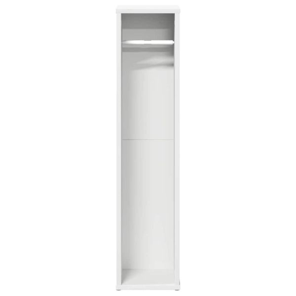 Шкаф за баня с поставка за ролки, бял, 20,5x20x90 см