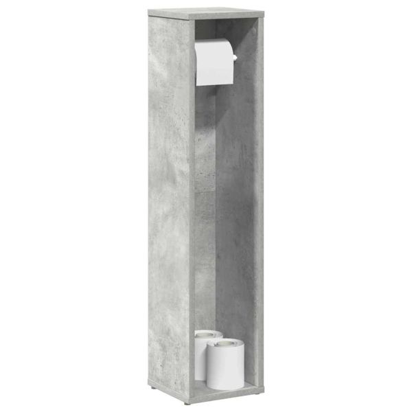Шкаф за баня с поставка за ролки, бетонно сив, 20,5x20x90 см