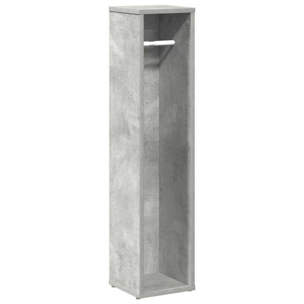 Шкаф за баня с поставка за ролки, бетонно сив, 20,5x20x90 см