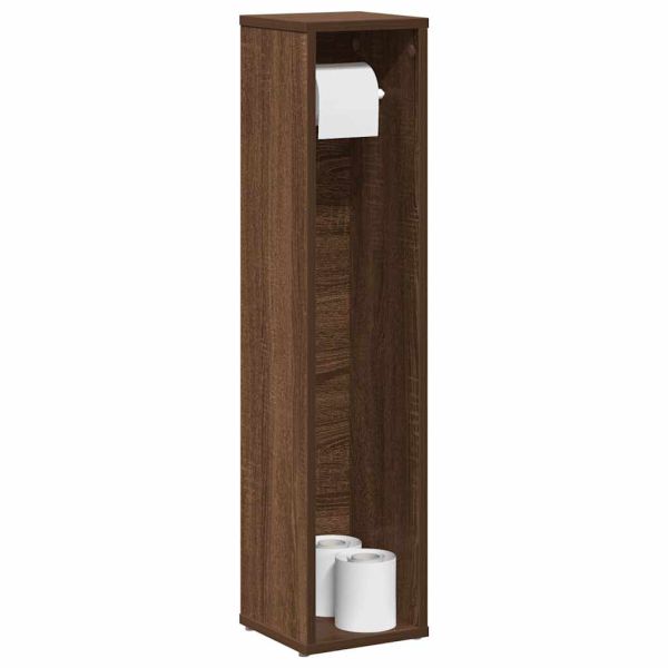 Шкаф за баня с поставка за ролкови ролки, кафяв дъб, 20,5x20x90 см