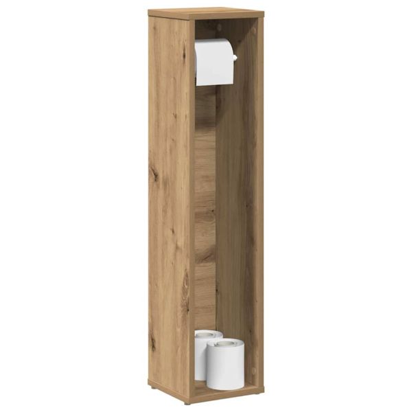 Шкаф за баня с поставка за ролкови дрехи, дъбов, 20,5x20x90 см