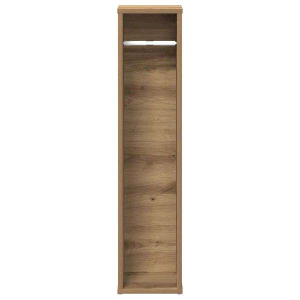Шкаф за баня с поставка за ролкови дрехи, дъбов, 20,5x20x90 см
