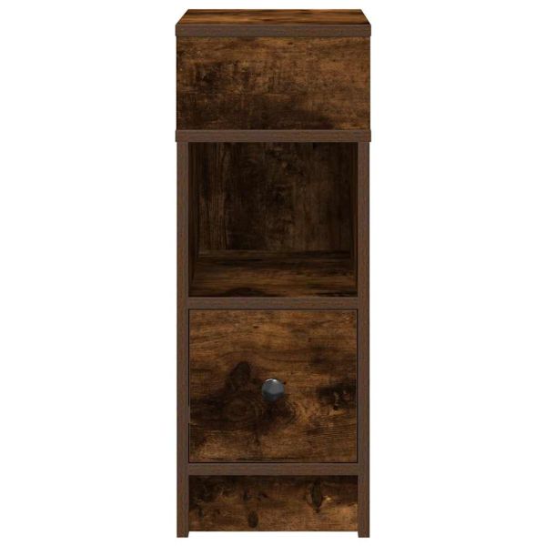 Нощни шкафчета, 2 бр. с чекмедже, пушен дъб, 25x31x66 см