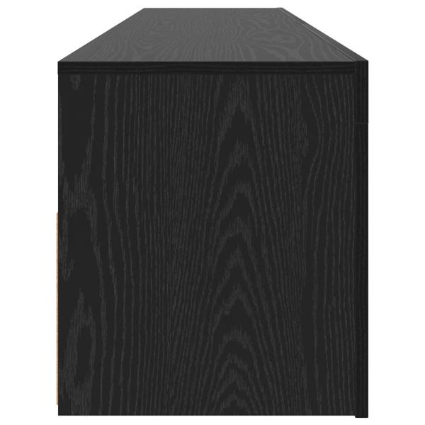 ТВ шкаф с LED осветление, черен дъб, 120x35x40 см, инженерно дърво