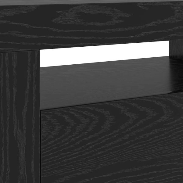 ТВ шкаф с LED осветление, черен дъб, 120x35x40 см, инженерно дърво