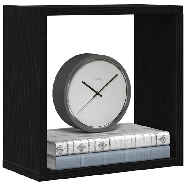Стенни кубични рафтове, 6 бр., черен дъб, 30x15x30 см, инженерно дърво