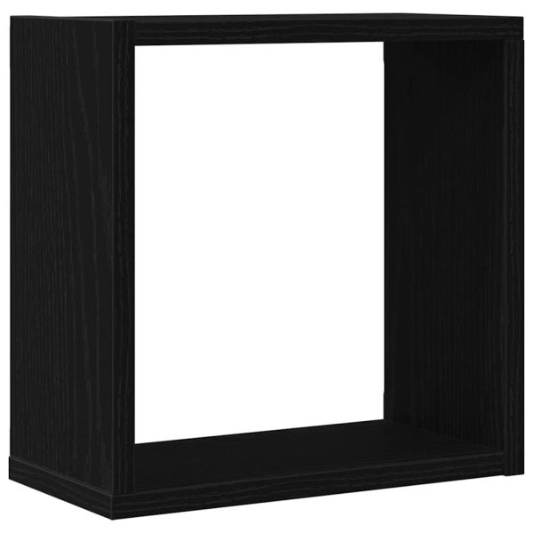 Стенни кубични рафтове, 6 бр., черен дъб, 30x15x30 см, инженерно дърво