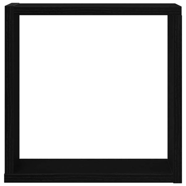 Стенни кубични рафтове, 6 бр., черен дъб, 30x15x30 см, инженерно дърво