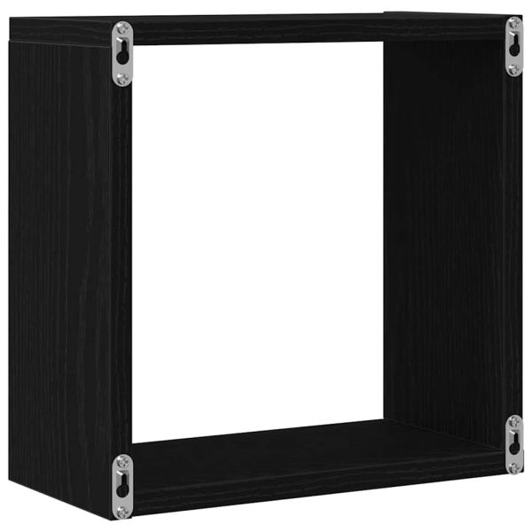 Стенни кубични рафтове, 6 бр., черен дъб, 30x15x30 см, инженерно дърво