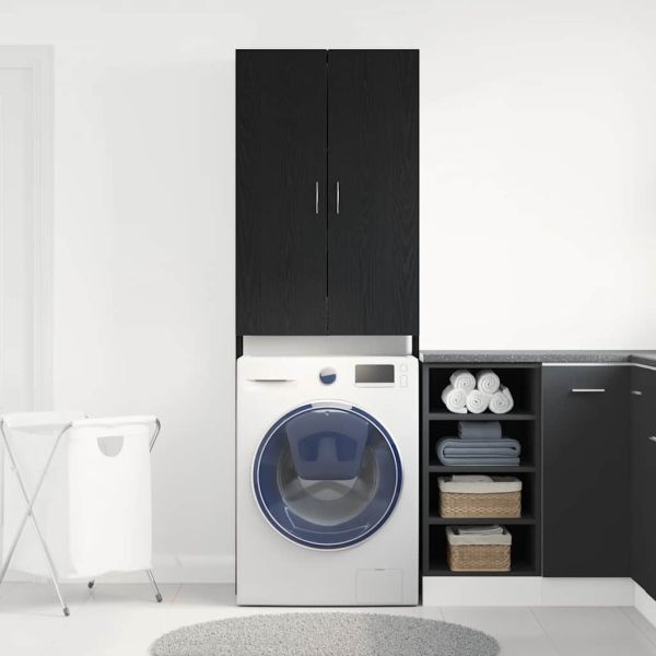 Шкаф за пералня, черен дъб, 64x25,5x190 см