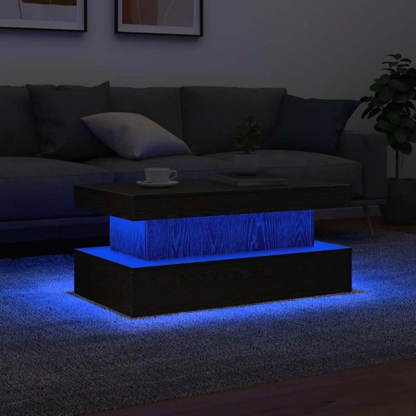 Холна маса с LED осветление, черен дъб, 90x50x40 см