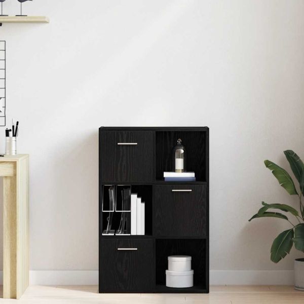 Шкаф за книги/Преграда за стая, черен дъб, 60,5x30x90 см, инженерно дърво