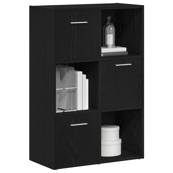 Шкаф за книги/Преграда за стая, черен дъб, 60,5x30x90 см, инженерно дърво